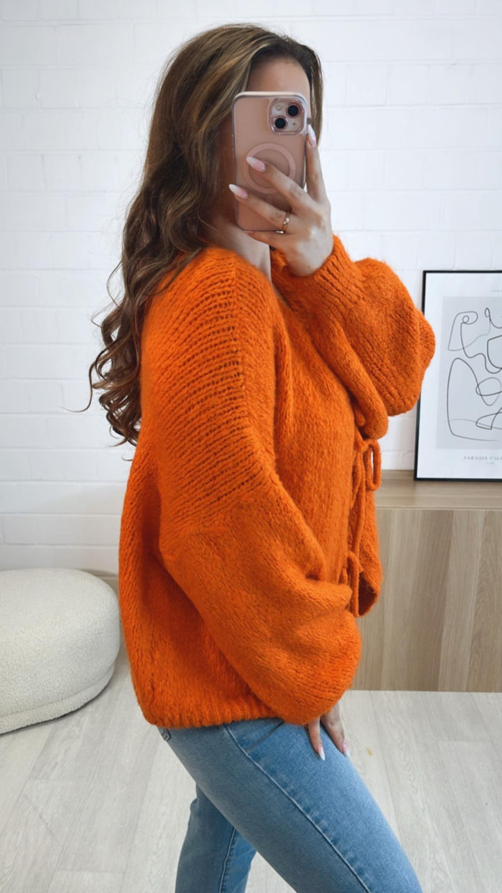 Strick Cardigan zum schnüren / orange Art. 9415
