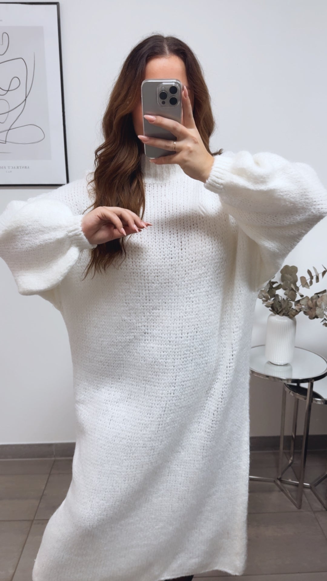 (Maxi-) Kuschel Kleid / weiss Art. 13170