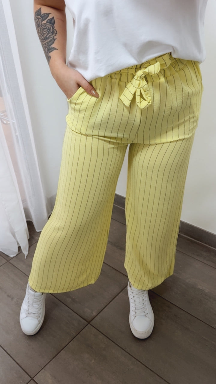 NADELSTREIFEN luftige, elastische Hose / citrus gelb - schwarz Art. 14219
