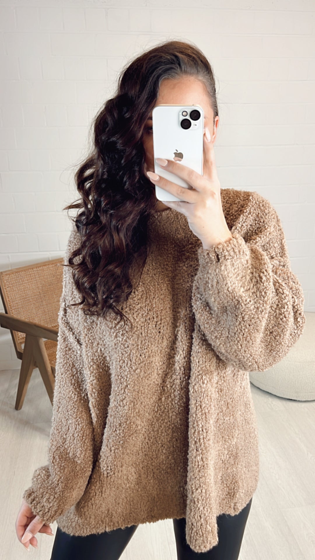 TEDDY Oversize Pullover mit hohem Ausschnitt / camel Art. 8125