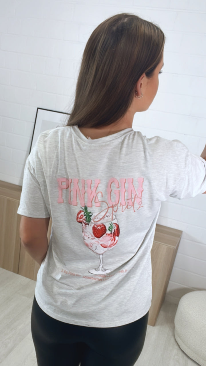 T-shirt " pink strawberry " / hell grau meliert Art. 9533