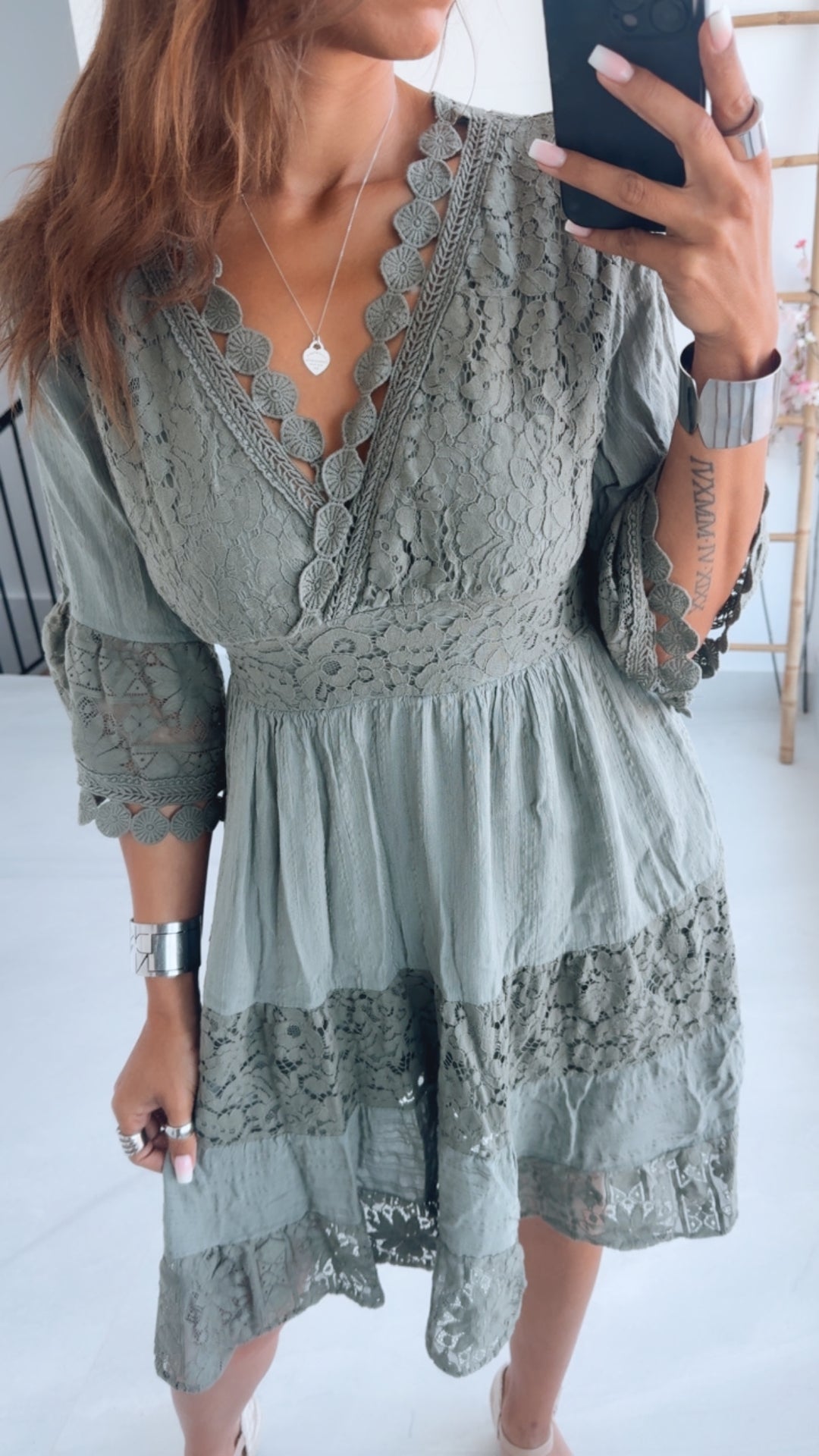 MIDI Boho -Style Kleid / khaki Art. 4776