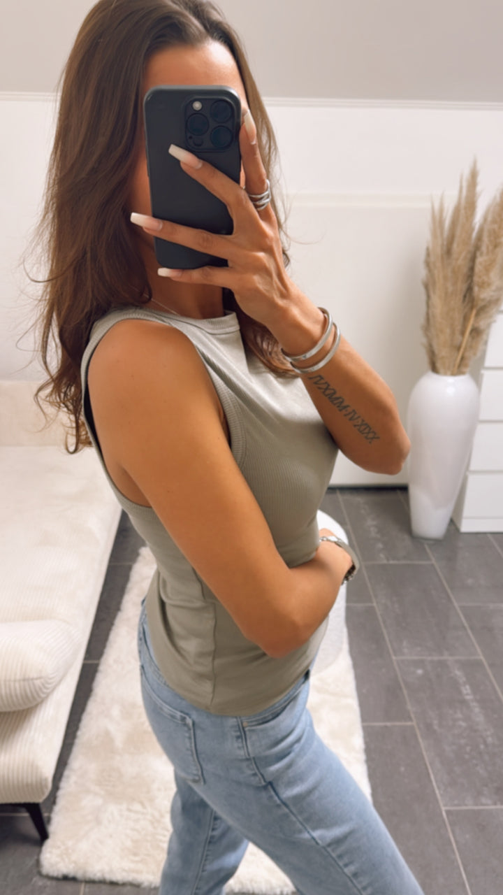 geripptes Tank Top / taupe Art. 8921