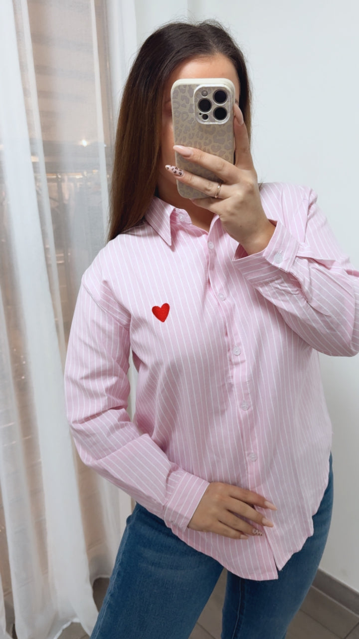HERZ gestreifte Bluse / rosa - weiss Art. 14021