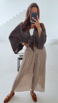 Plissee Hose / taupe-schlamm Art. 6733
