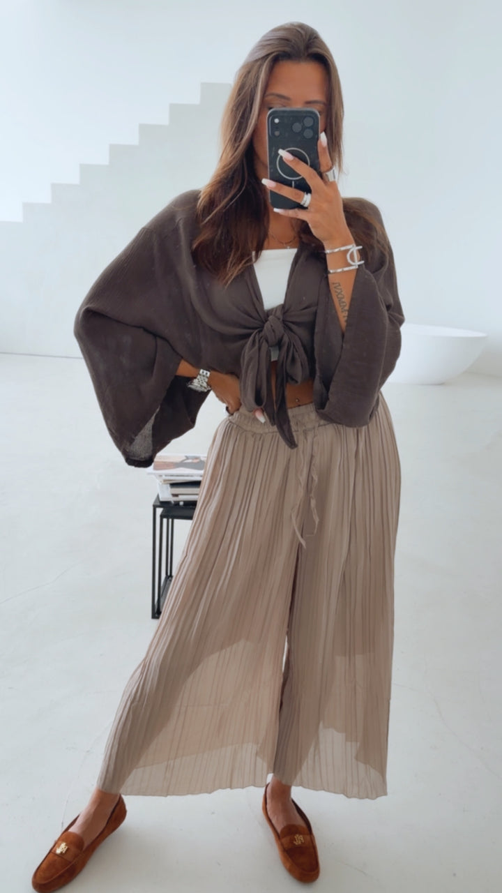 Plissee Hose / taupe-schlamm Art. 6733