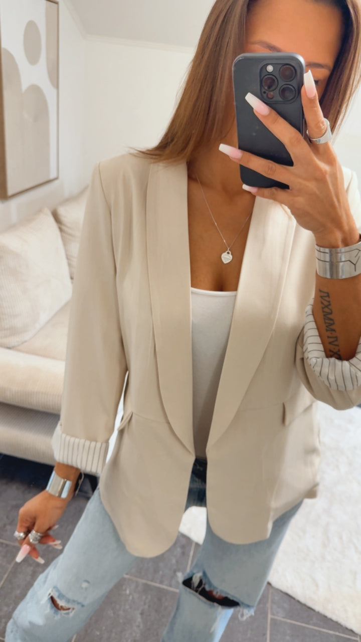 Blazer gestreiftes Innenfutter / beige Art. 14285