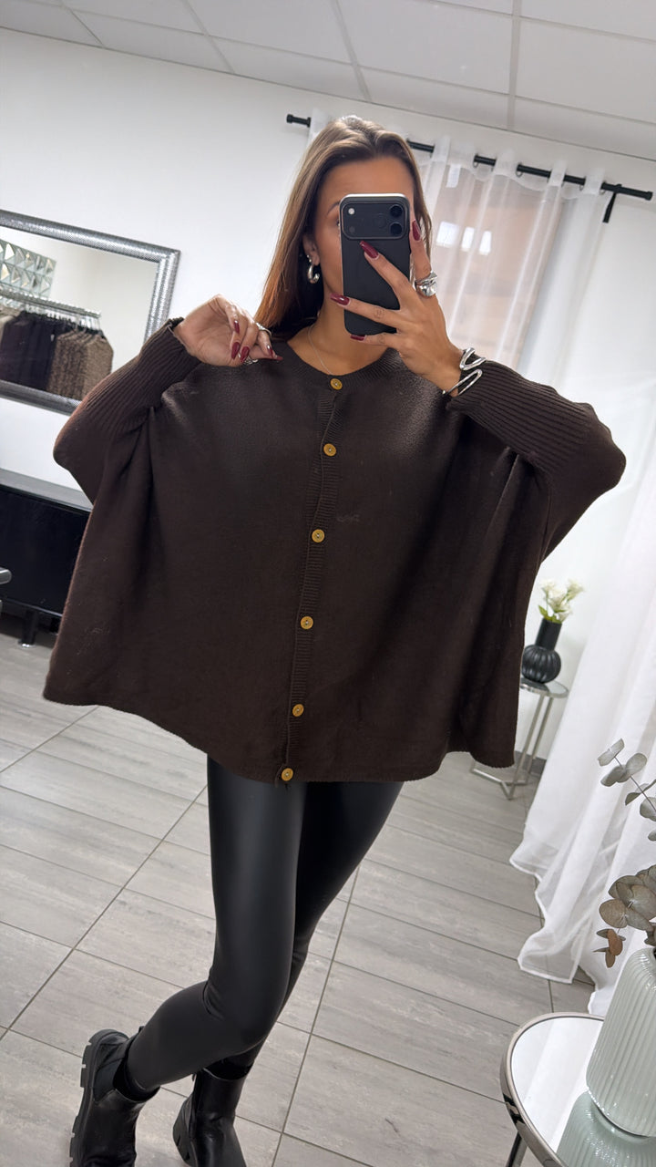 Cardigan / Pullover  - ultra weicher mit Fledermausärmeln / Schoko braun Art. 16686