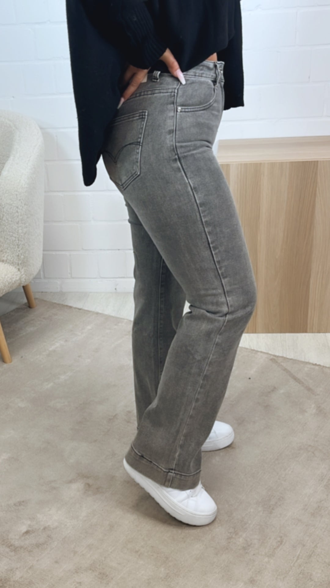 WIDE LEG Jeans Hose " G107Y-2" / verw. grau Art. 12462