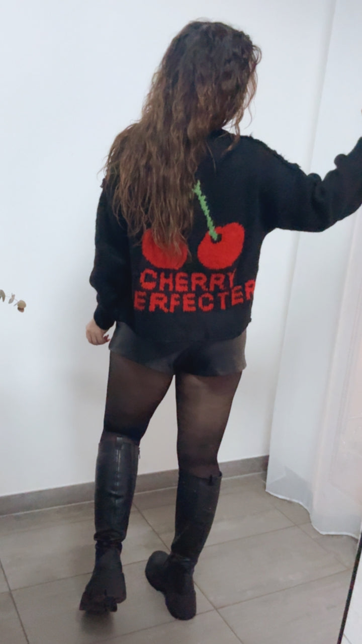 CHERRY Kuschel Cardigan mit goldenen Knöpfen / schwarz Art. 14054