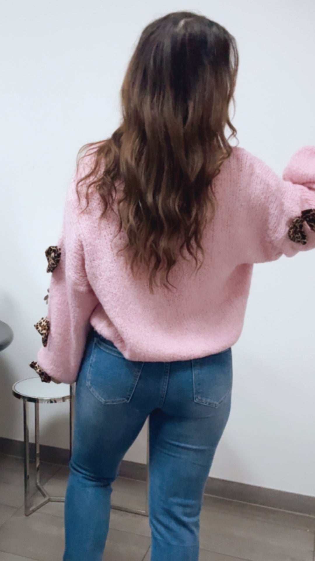 Strick Pullover mit LEO SCHLEIFEN / rosa Art. 13870