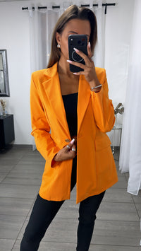 Leichter Long Blazer mit Knopfdetail / orange Art.16301