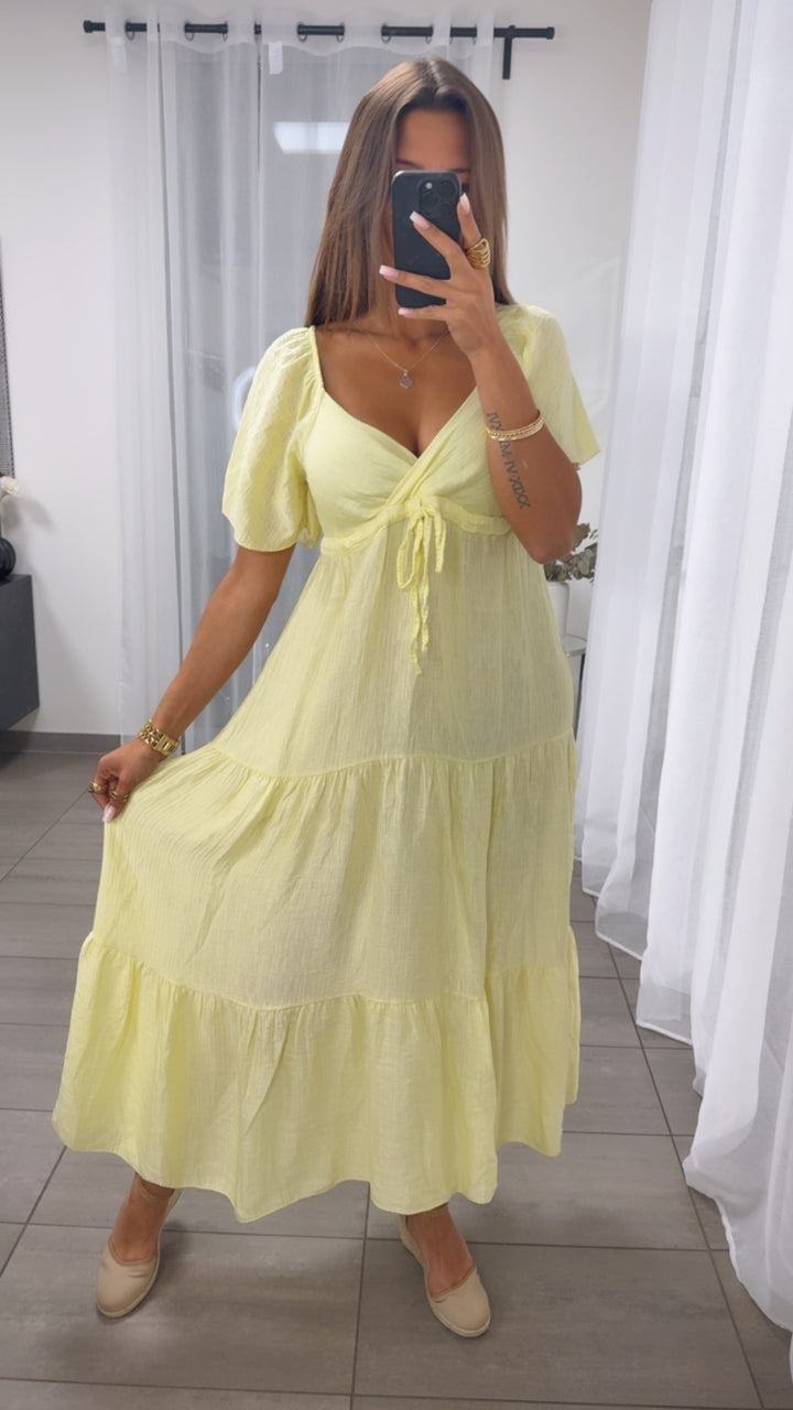 Maxi Lyocell Kleid mit verstellbarem Brustbereich / soft gelb Art. 14916