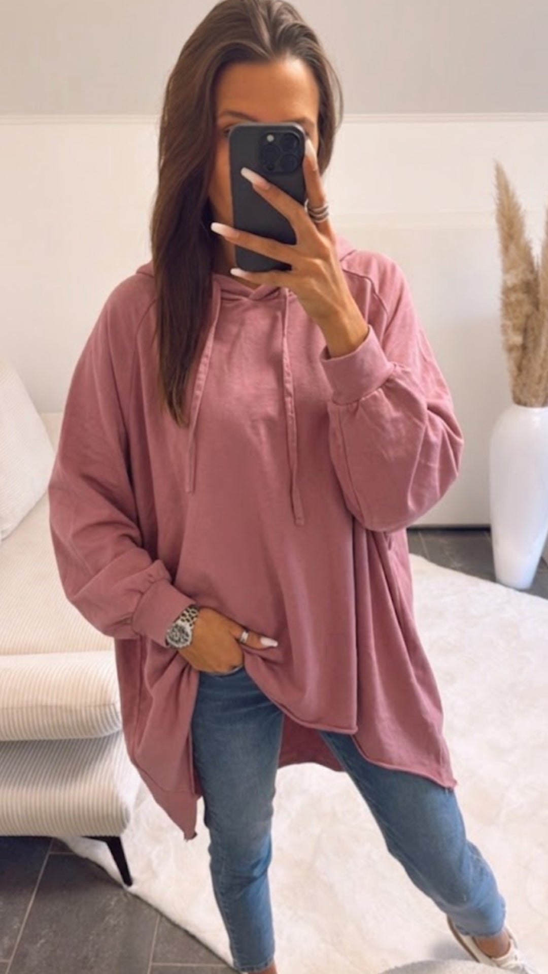 Vokuhila Hoodie / helle Beere Art. 16111