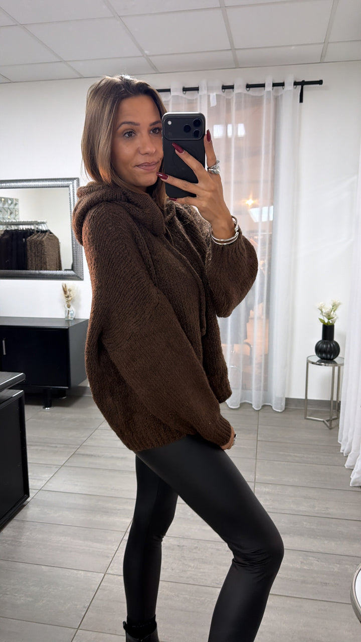 KAPUZEN Oversize Strick Pullover / schoko braun Art. 16703