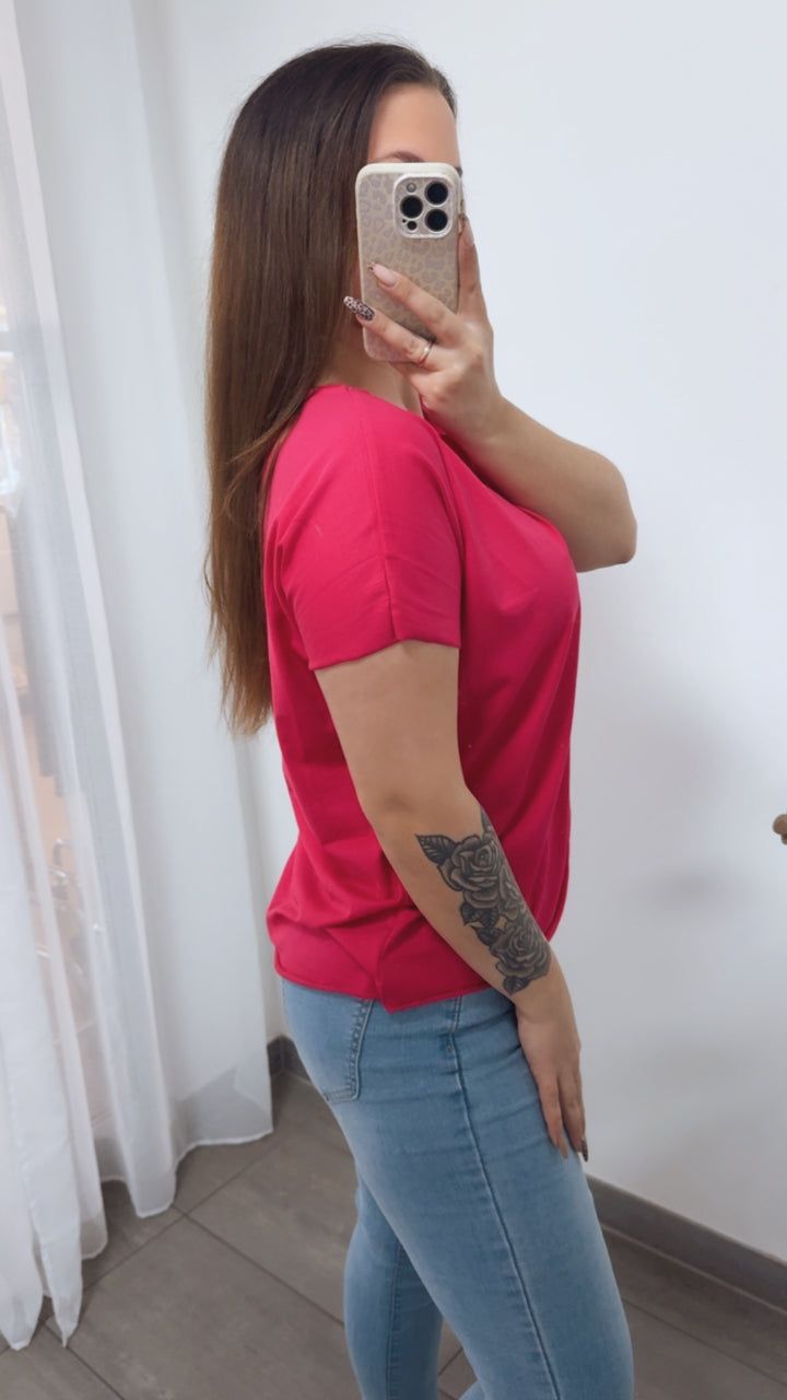 Baumwoll Basic T-Shirt / magenta Art. 14238