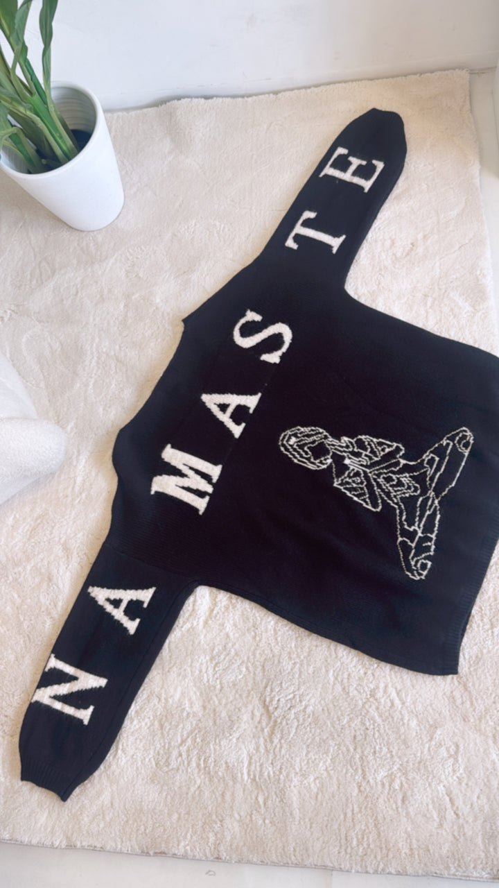Strick Pullover "Namaste" / schwarz - beige Art. 122325