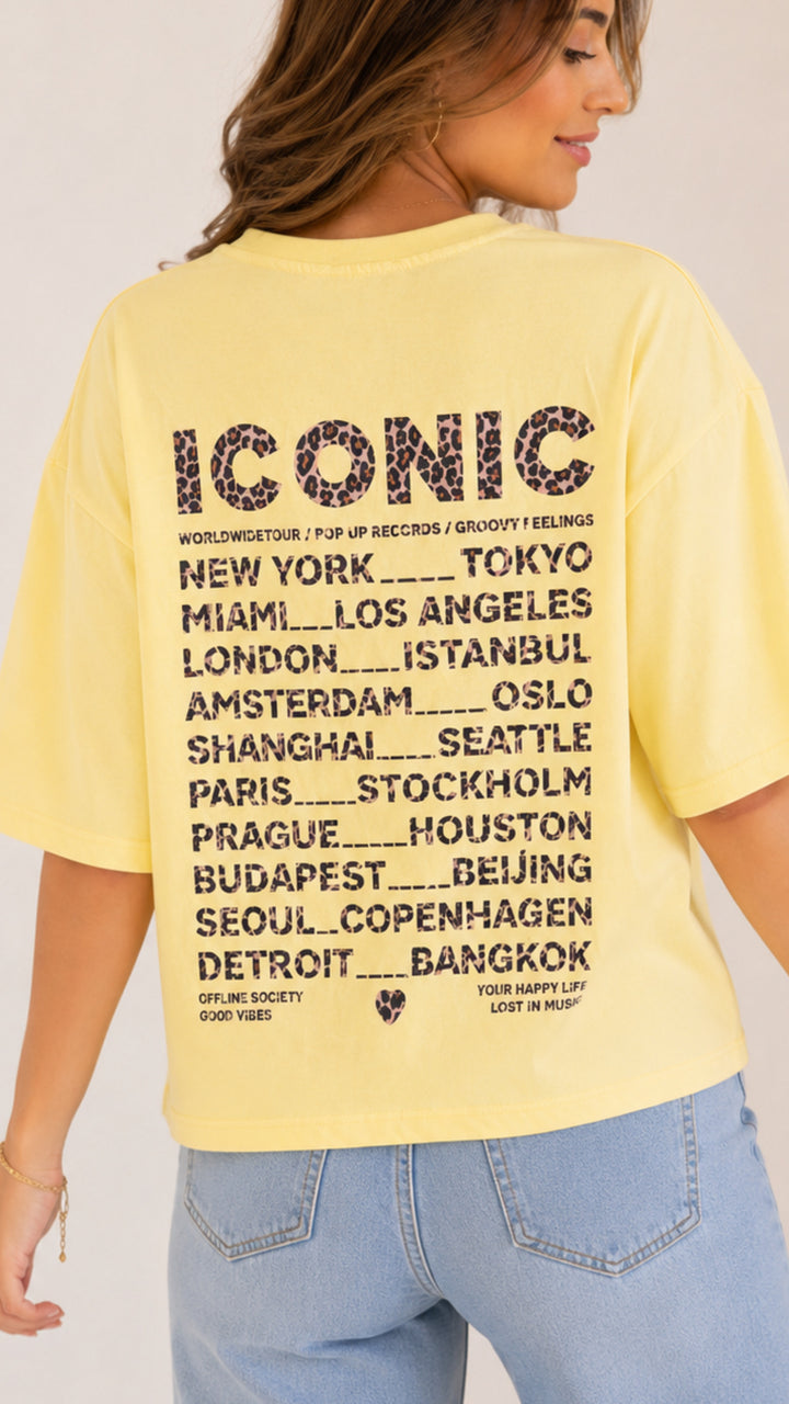 Oversize Shirt " ICONIC LEO " / soft gelb Art. 15799