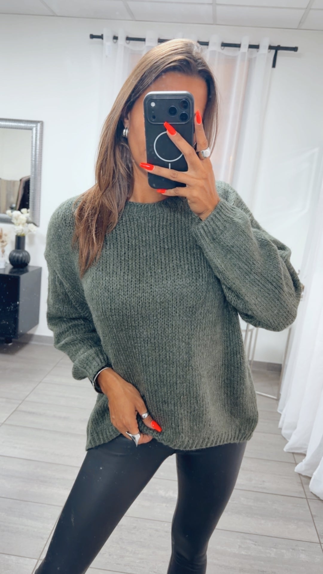 Strick Pullover mit Rundhalsausschnitt / khaki Art. 16156