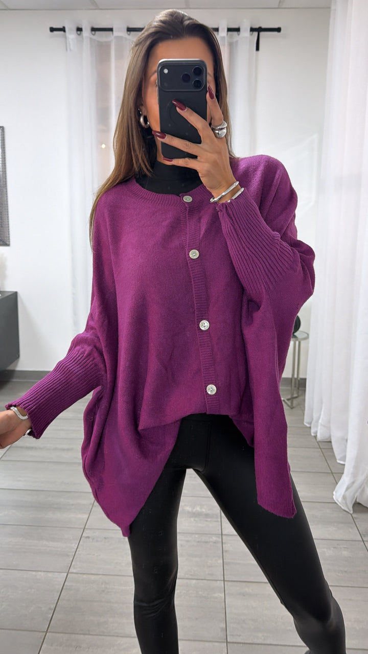 Cardigan / Pullover  - ultra weicher mit Fledermausärmeln / Magenta Art. 16687