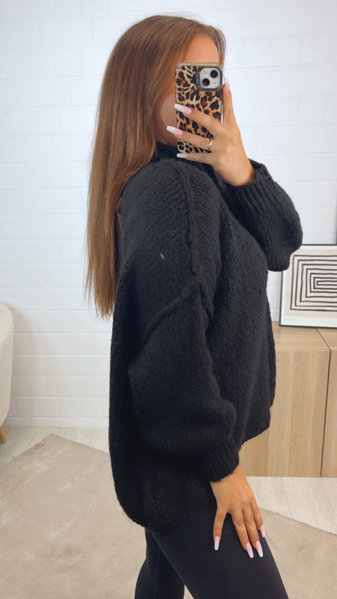 PERLMUTT KNÖPFE Kuschel Cardigan / schwarz Art. 12358