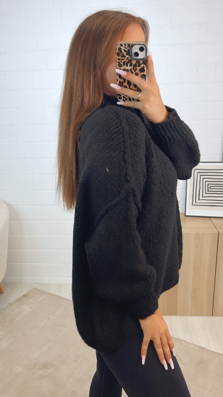 PERLMUTT KNÖPFE Kuschel Cardigan / schwarz Art. 12358