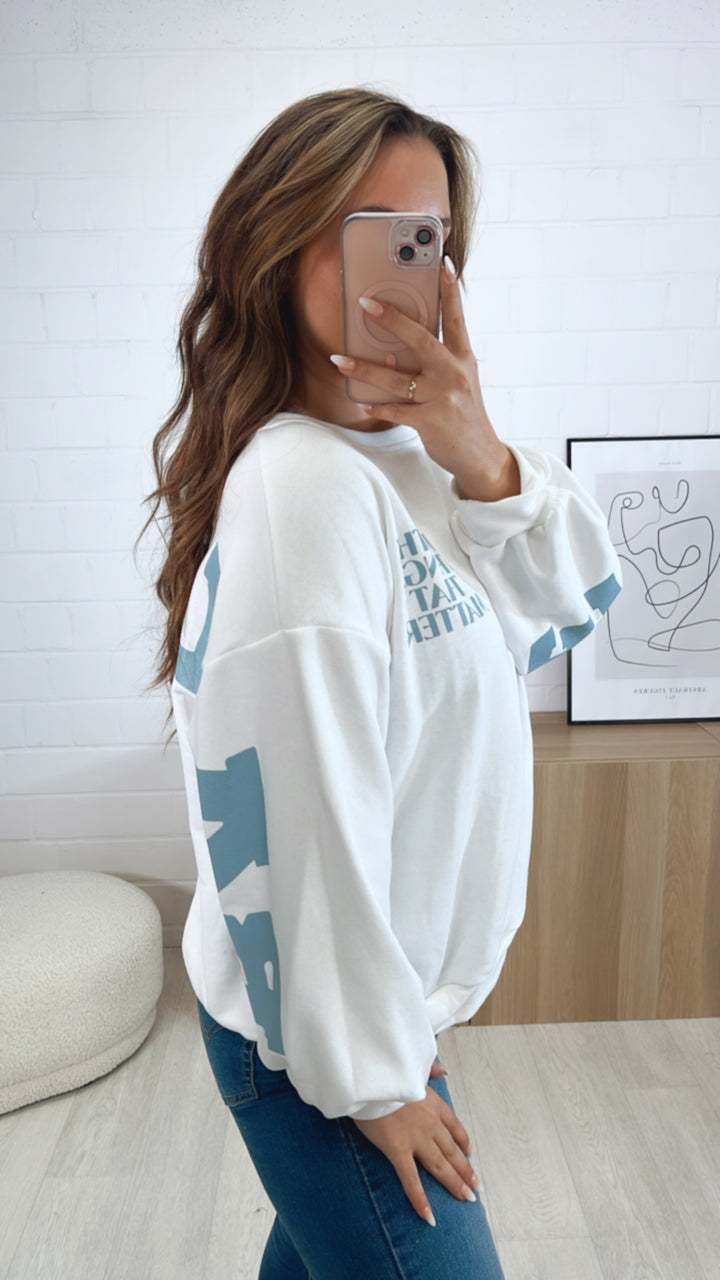 Pullover " Balance " / weiss - soft blau Art. 9549