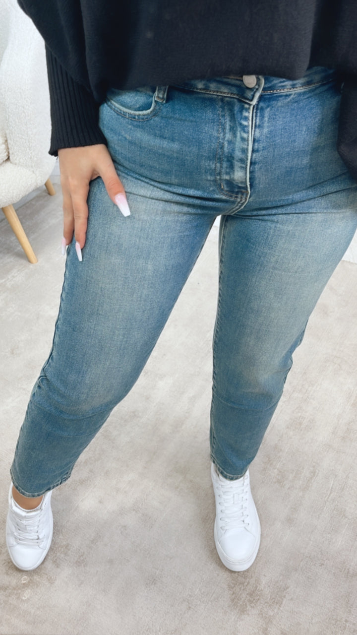 Mom - Jeans Hose  " 77010 " / leicht verwaschener Look Art. 12460