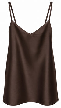 CURVY Satin Top mit V-Ausschnitt, verstellbare Träger / braun Art. 16716