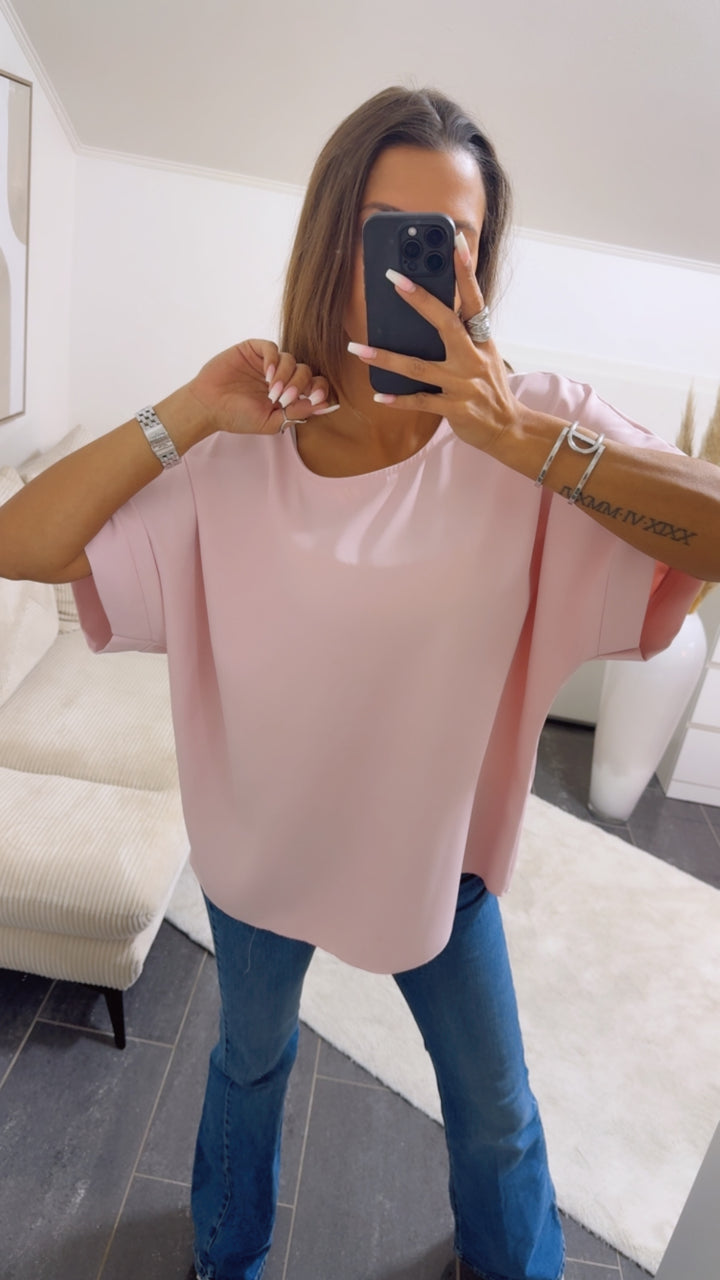 Locker geschnittene oversize Bluse / zart rosa Art.14794