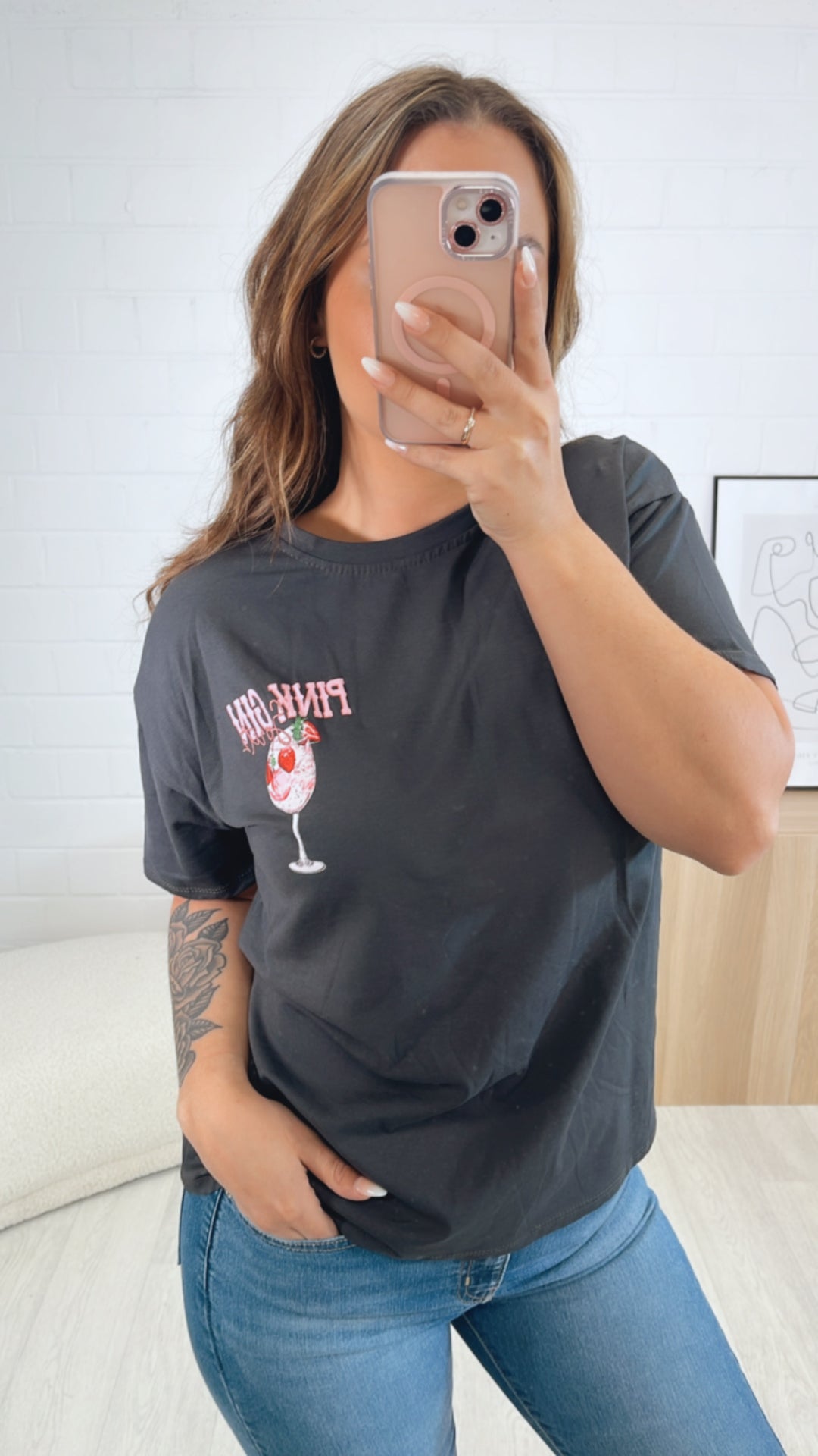 T-shirt " pink strawberry " / Anthrazit Art. 9552