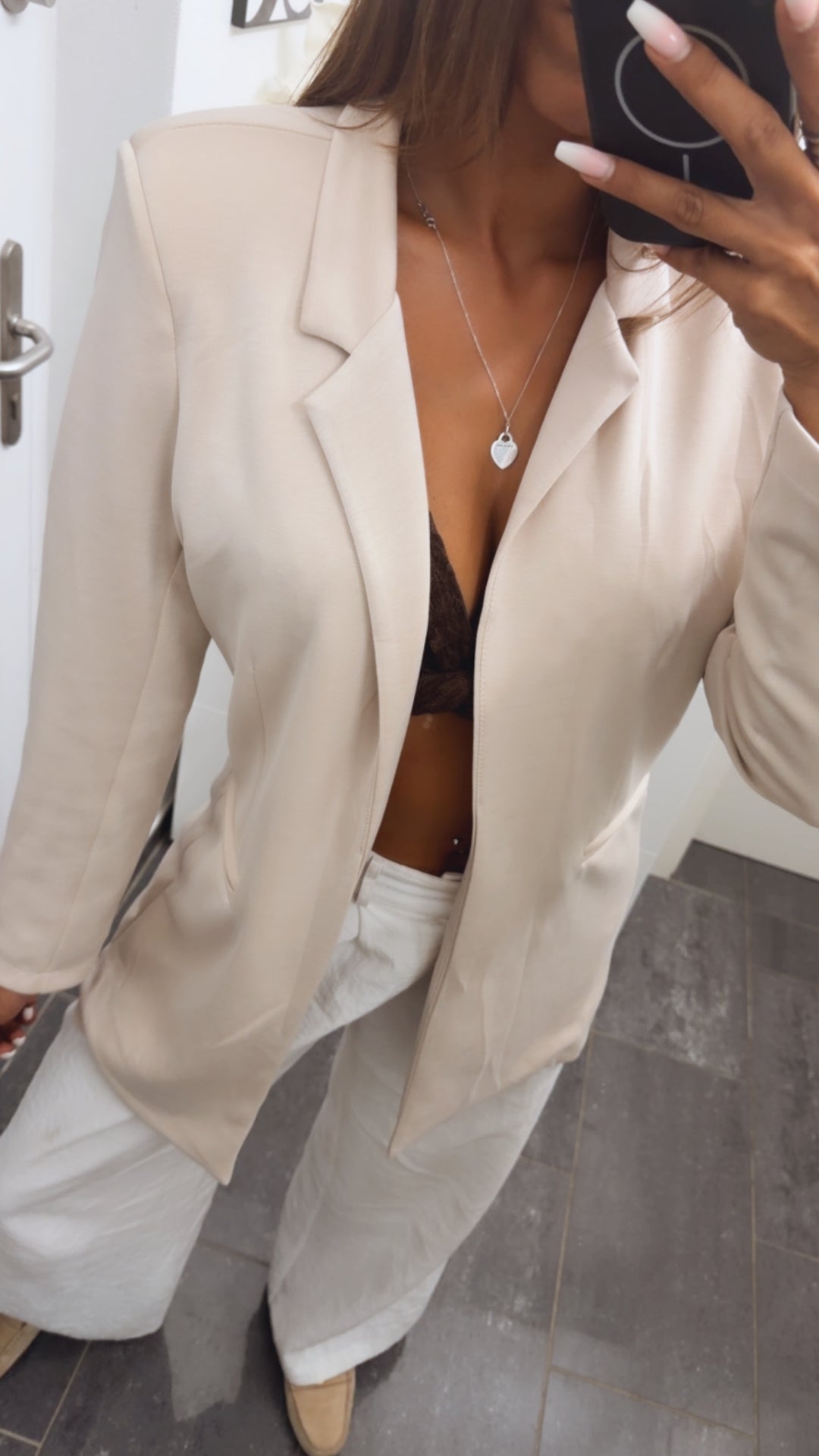 BUTTERSTOFF Long Blazer / creme beige Art. 16137
