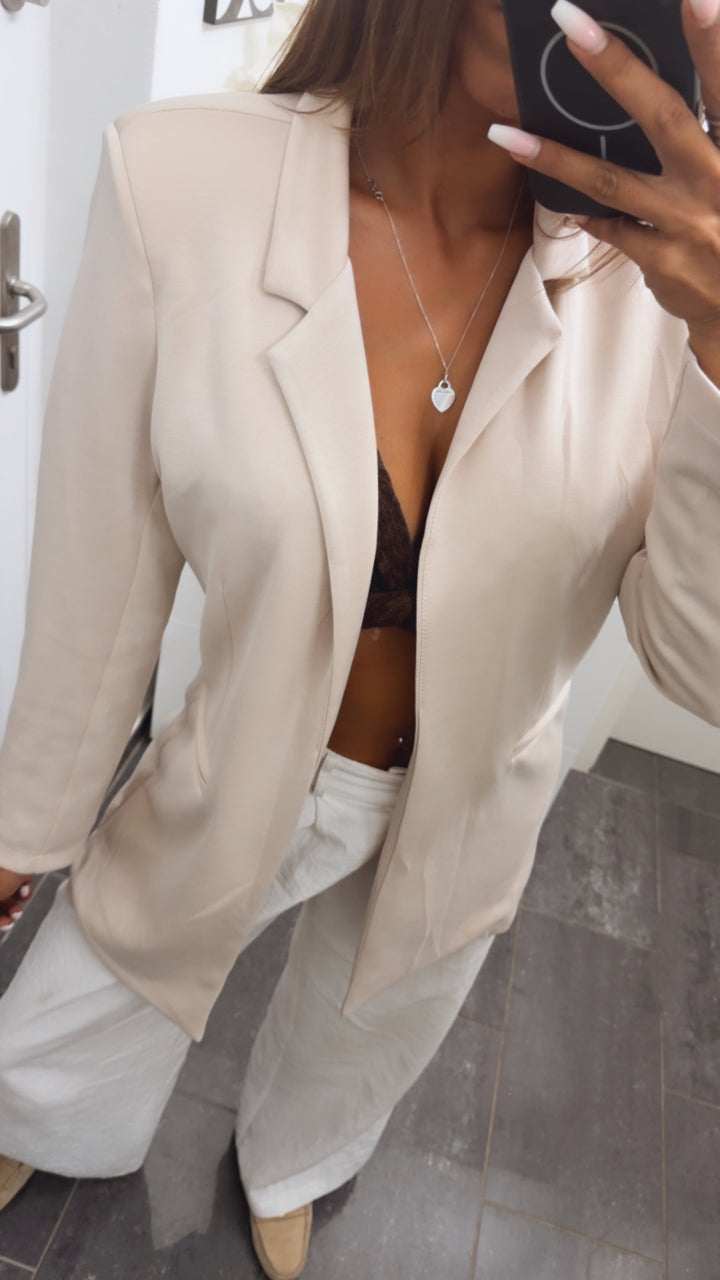 BUTTERSTOFF Long Blazer / creme beige Art. 16137