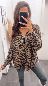 KURZE Oversize Musselin Bluse / leo camel Art. 7781
