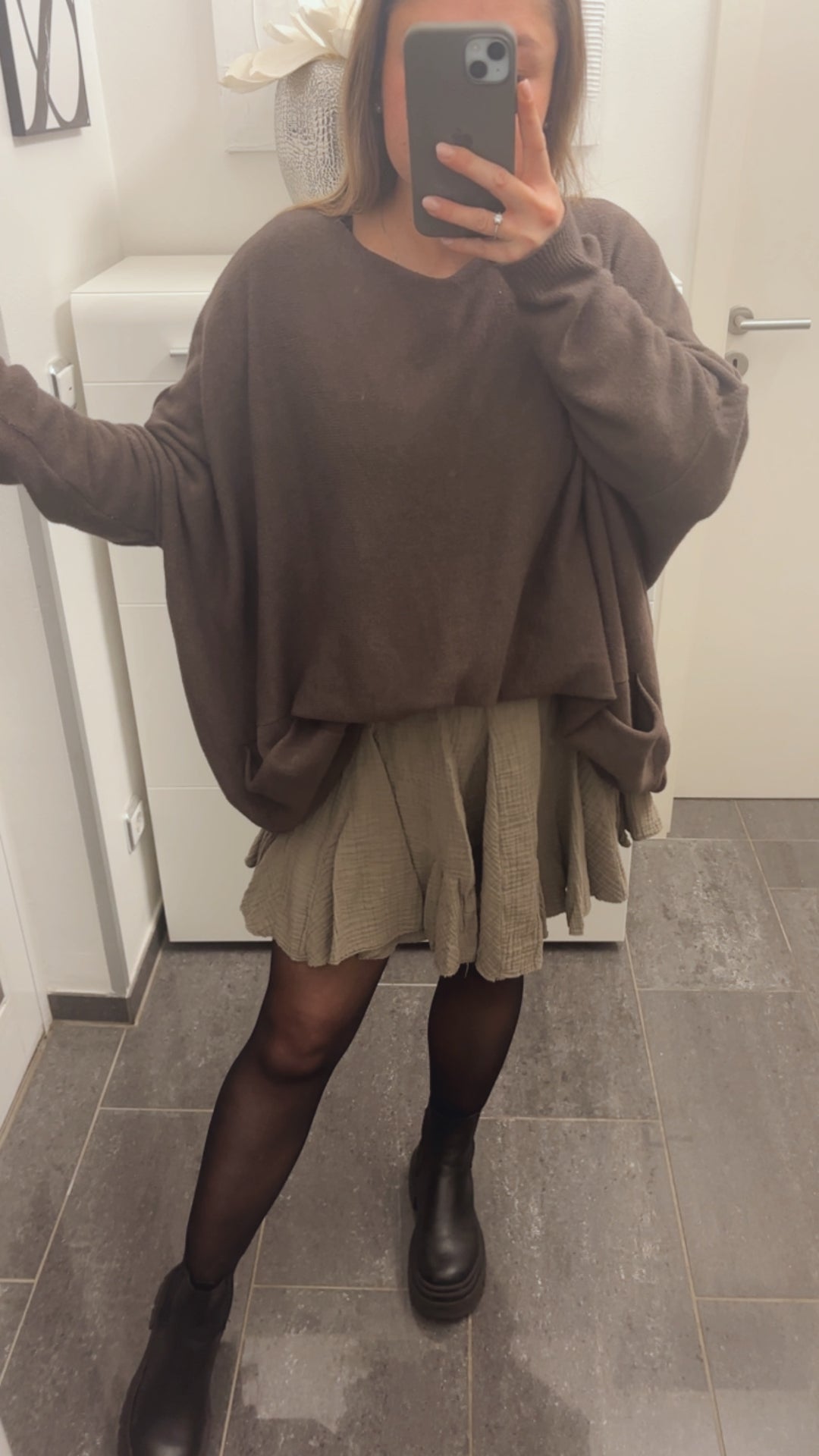 MUSSELIN ausgestellter Hosen Rock / taupe Art. 13058