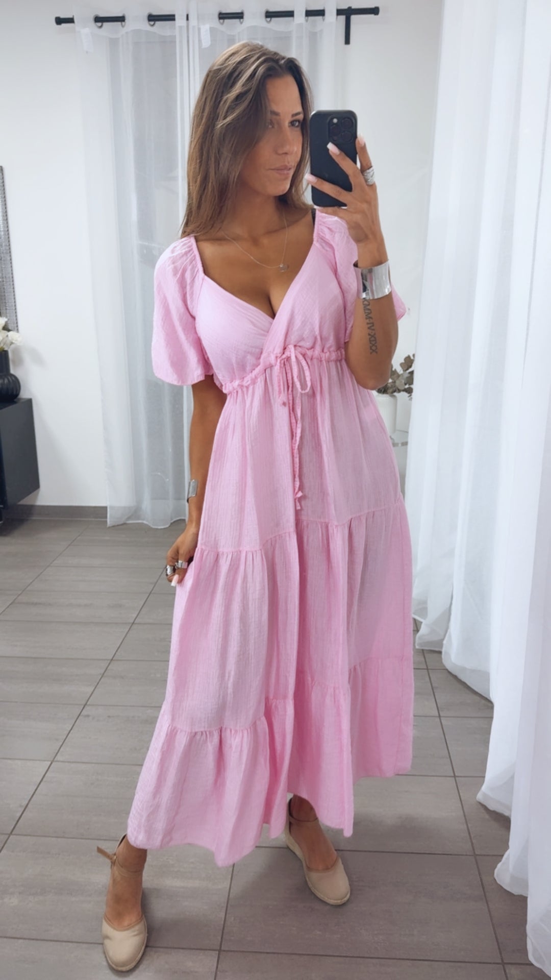 Maxi Lyocell Kleid mit verstellbarem Brustbereich / soft pink Art. 14910