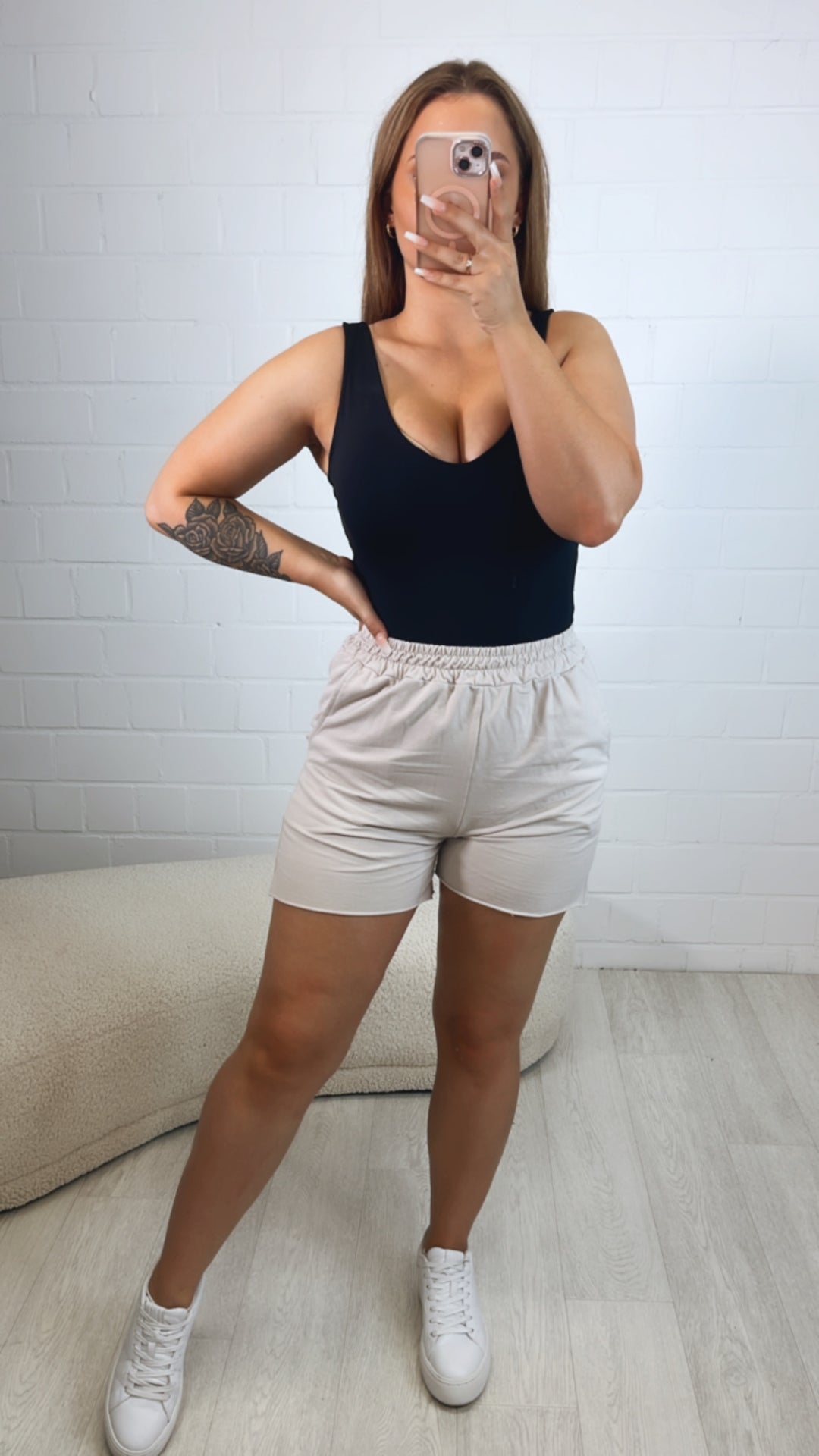 elastische Stoff Shorts / beige Art. 10395