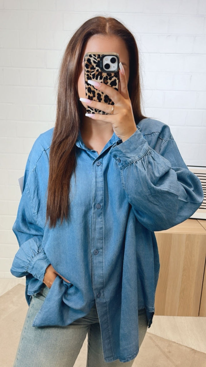 Oversize Bluse in Denim Optik DUNKEL Art.12297