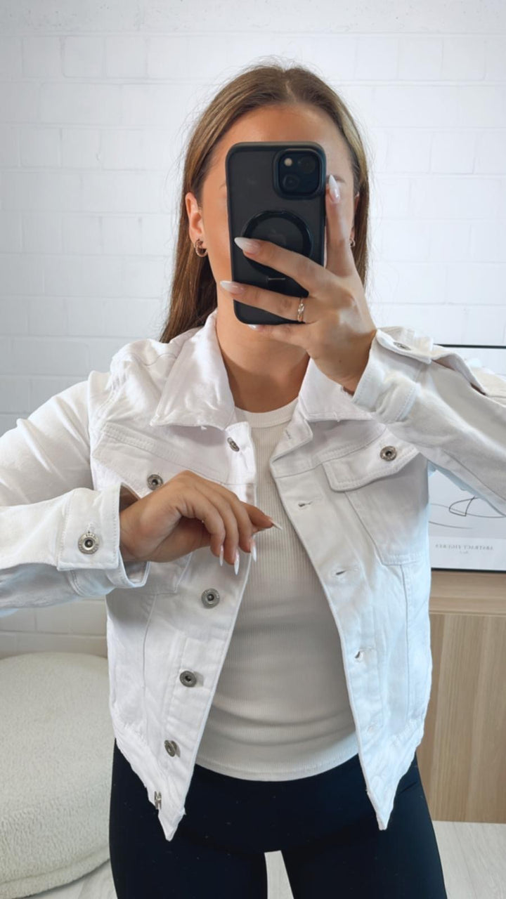 schlichte Denim Jacke / weiss Art. 9714