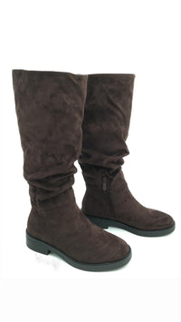 VELOURS Optik Stiefel mit gerafftem Schaft " A-1020 " / schoko braun Art. 16426