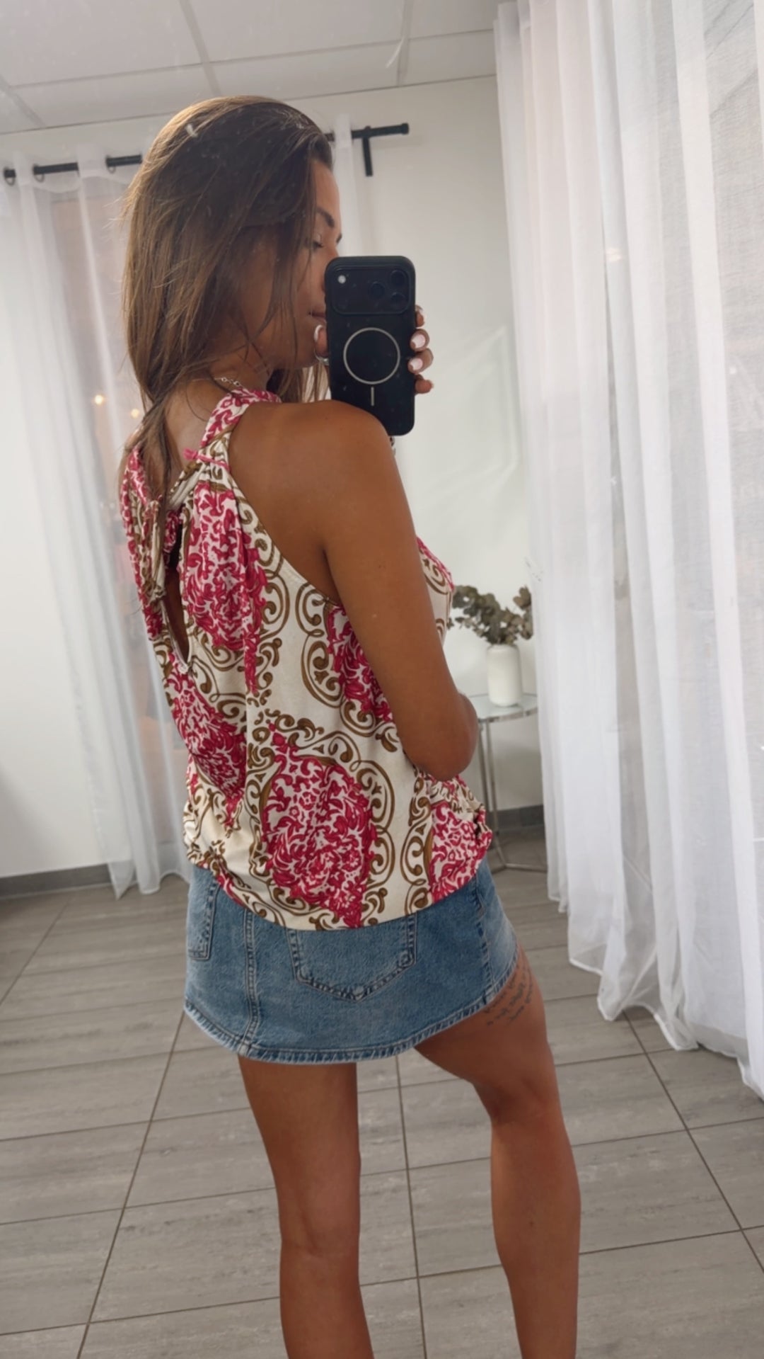 OPULENTES Muster ärmelloses Top / creme - pink - beige Art. 15328