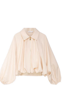 Oversize Jacke mit Croissant Saum / beige  Art.