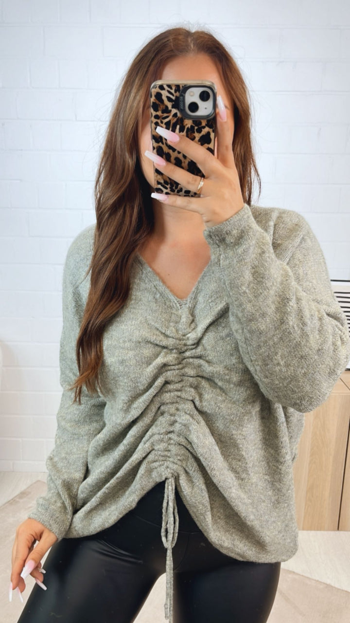 Pullover zum Raffen / soft salbei Art. 12336