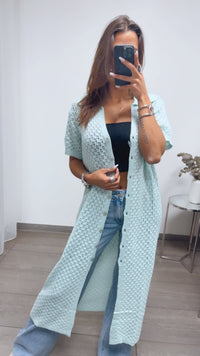 HOLIDAY (Maxi-) Kleid mit durchgehender Knopfleiste / light aqua Art. 14378