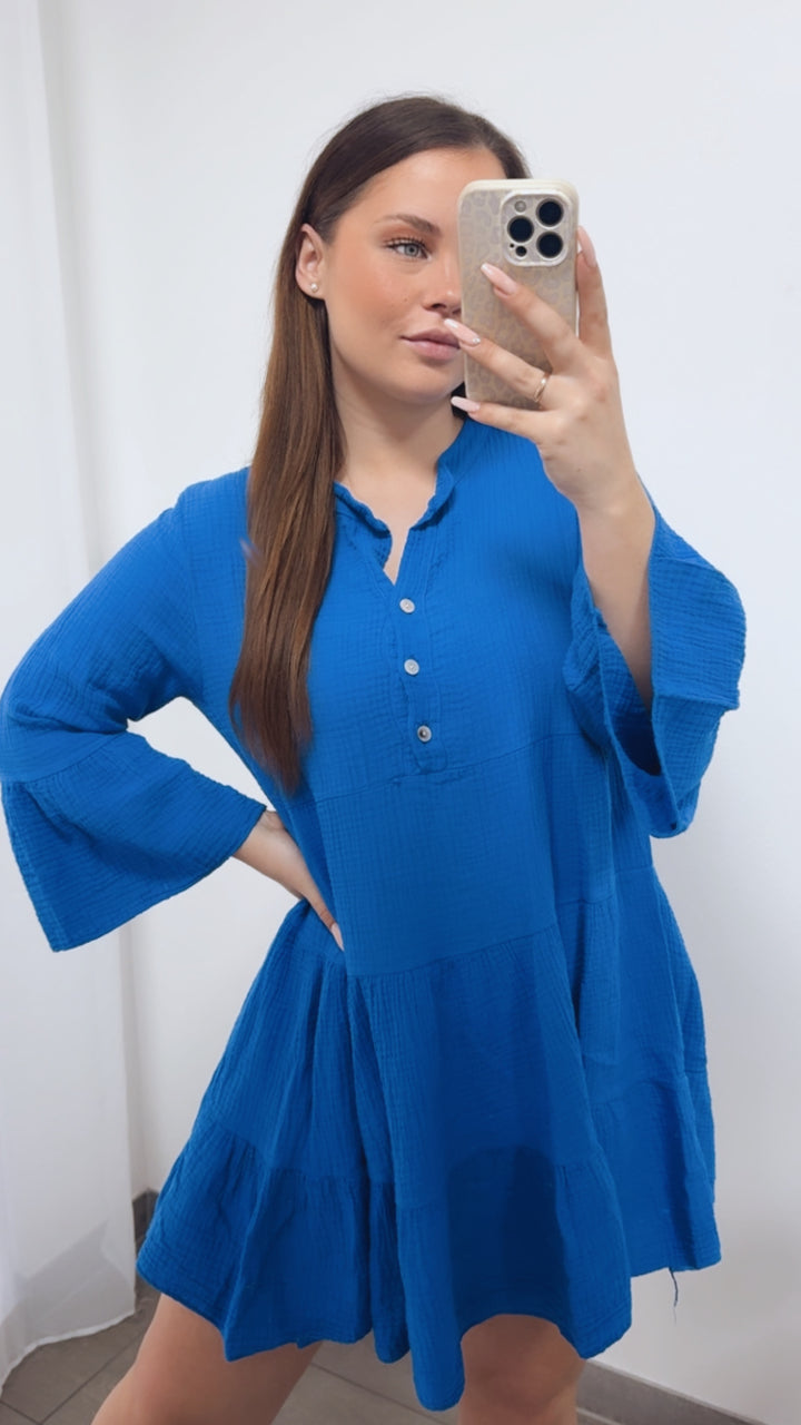 Musselin Kleid / Tunika / royal blau Art. 14467