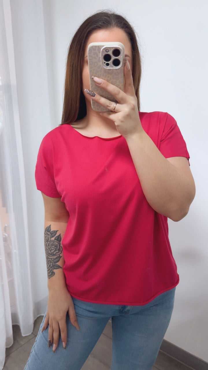 Baumwoll Basic T-Shirt / magenta Art. 14238