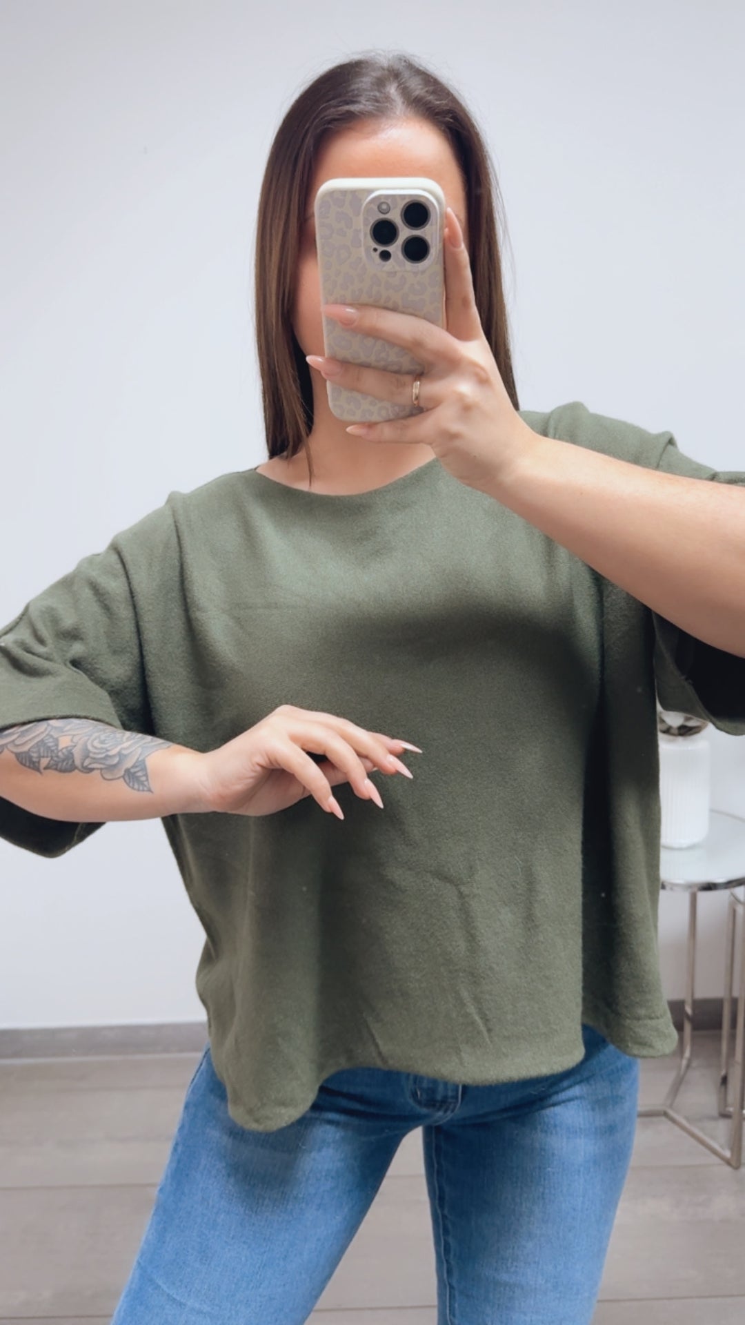 leichter Pullover, kurze Arme / khaki Art. 13716