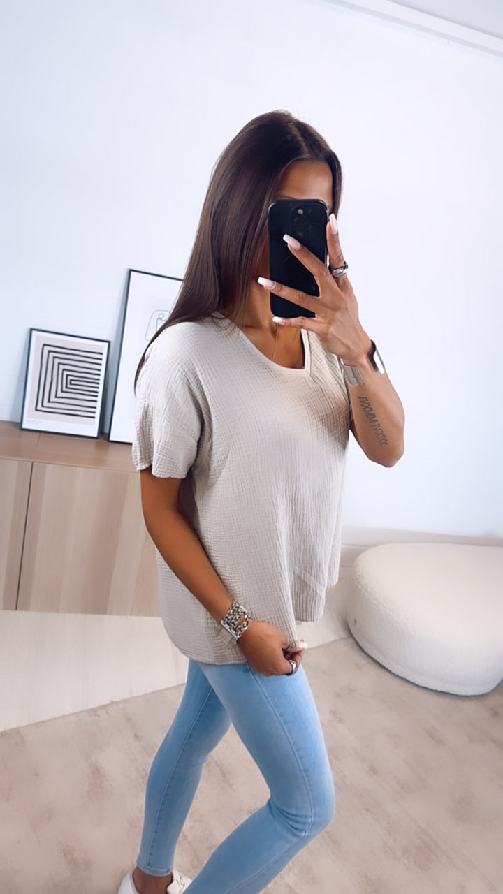 Musselin T-shirt, weiter Schnitt / beige Art. 6599
