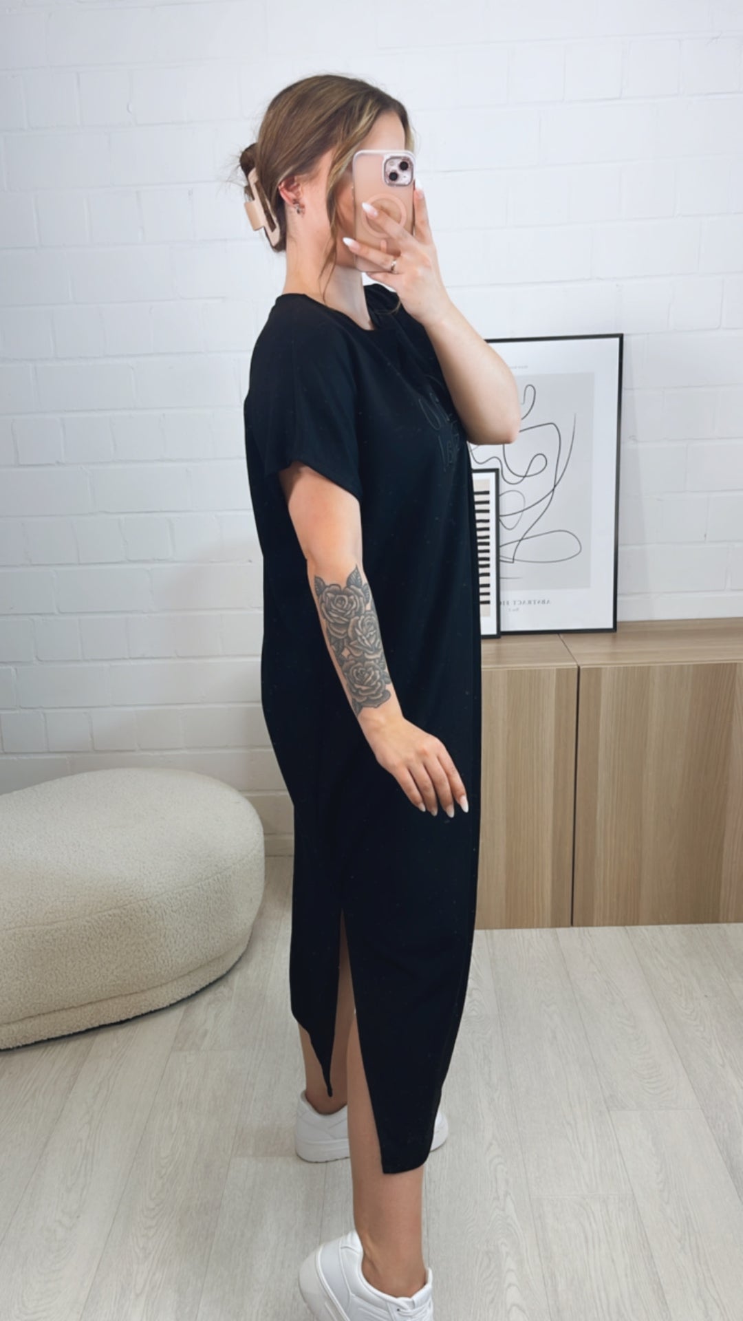 (Maxi-) T-shirt Kleid " Ciao " / schwarz Art. 9843