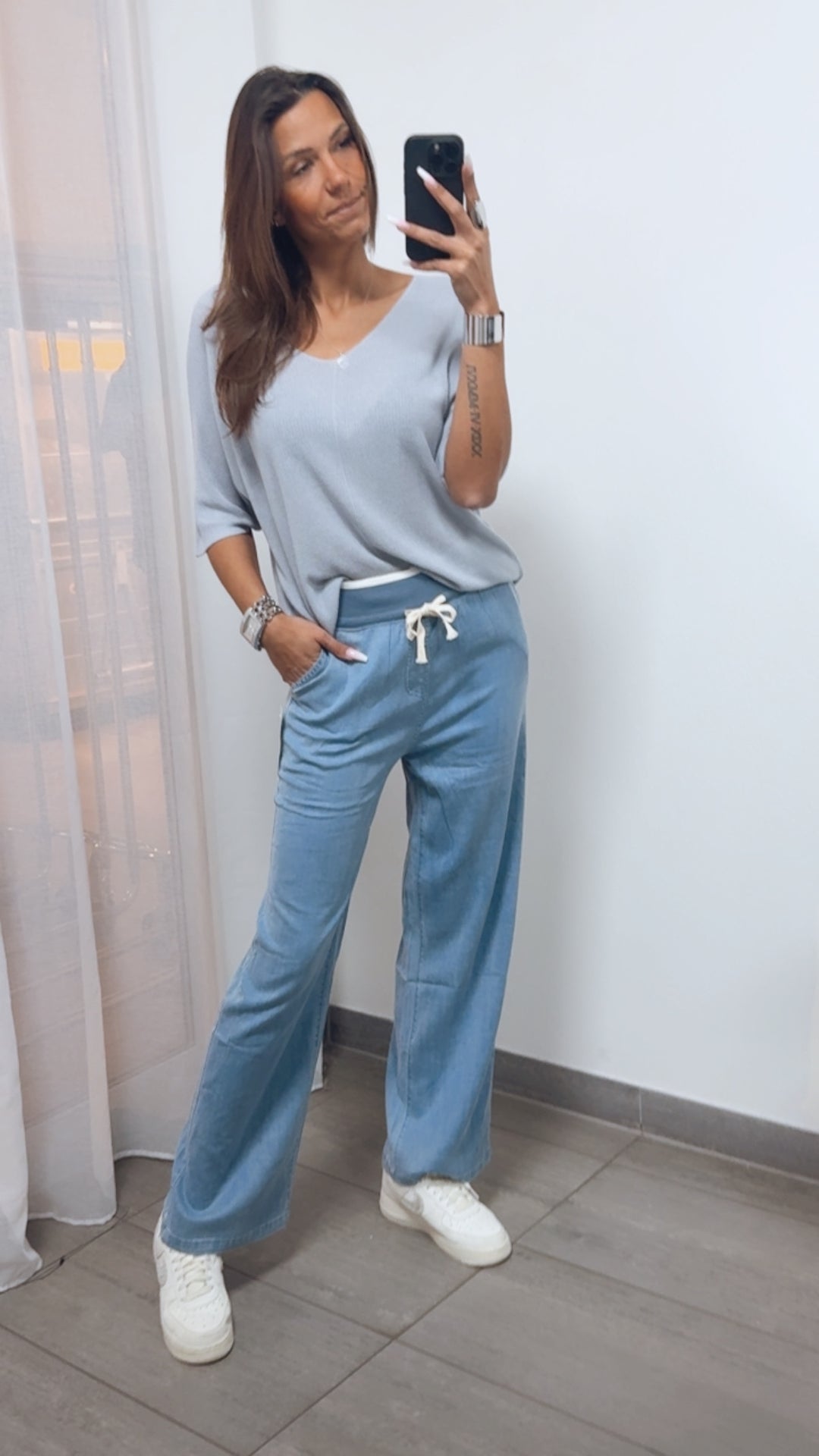 DENIM LOOK leichte Hose mit super elastischem Bund / denim blau Art. 14441